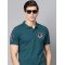 Men Embroidered Polo Neck Cotton Blend Blue T-Shirt